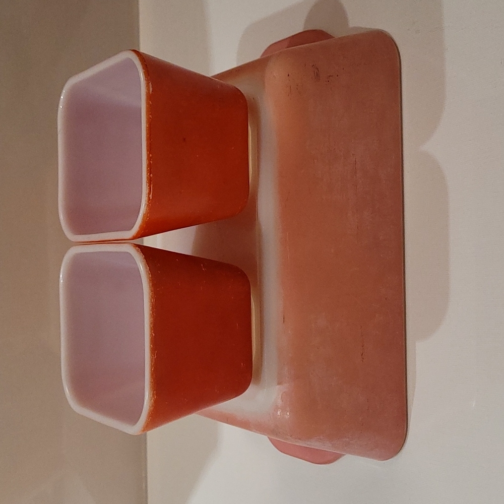 Vintage Pyrex Refrigerator Flamingo pink and red 0503. 501-B